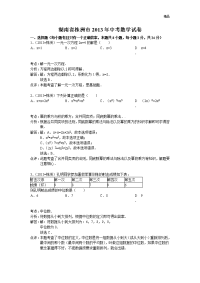 2013年初中数学中考株洲试题解析(1)