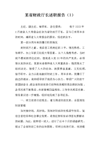 某省财政厅长述职报告（1）