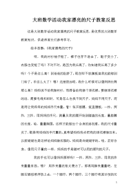 大班数学活动我家漂亮的尺子教案反思