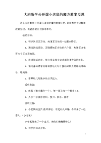 大班数学公开课小老鼠的魔方教案反思