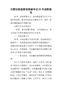 分管纪检监察县委副书记某年述职报告