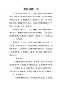 教师研修计划