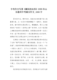 中考作文写景《瞬间的永恒》20XX年山东德州中考满分作文1000字.docx