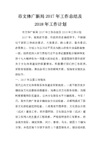 市文体广新局2017年工作总结及2018年工作计划