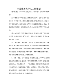 业务员工作计划 业务员工作计划集锦 8月业务员个人工作计划