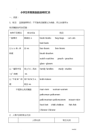 小学五年级英语语法知识汇总