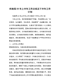 档案局xx年上半年工作总结及下半年工作计划