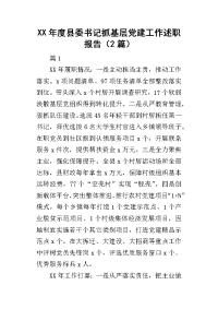 某年度县委书记抓基层党建工作述职报告（2篇）