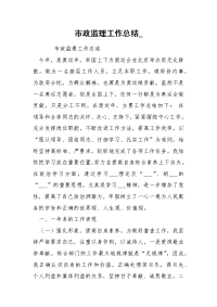 市政监理工作总结_