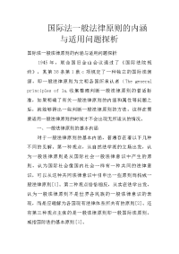 国际法一般法律原则的内涵与适用问题探析