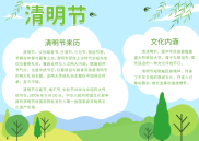清新扁平插画风清明节电子手抄报模板