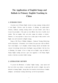 The Application of English Songs and Ballads to Primary English Teaching in China   英文歌曲歌谣在小学英语教学中的运