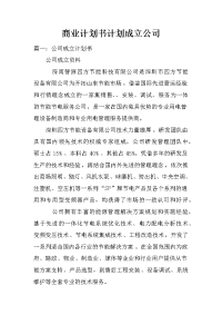 商业计划书计划成立公司