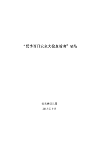 幼儿园夏季百日安全大检查活动总结