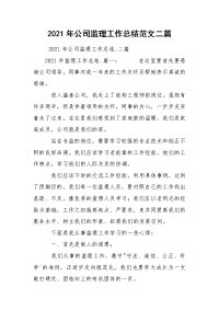 2021年公司监理工作总结范文二篇