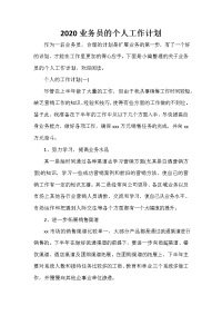 业务员工作计划 业务员工作计划大全 2020业务员的个人工作计划