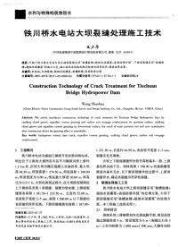 铁川桥水电站大坝裂缝处理施工技术