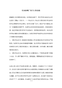 污水处理厂实习工作总结