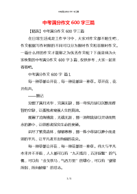 中考满分作文600字三篇