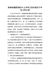 政协街道委员组xx上半年工作总结及下半年工作计划