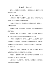 业务员工作计划 业务员工作计划