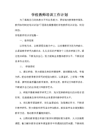 培训工作计划 培训工作计划大全 学校教师培训工作计划