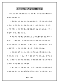 工作计划：大学生暑假计划