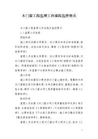 木门窗工程监理工作流程监控要点