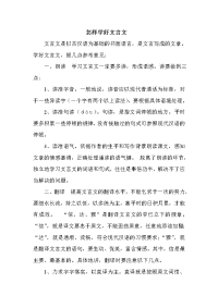 怎样学好文言文