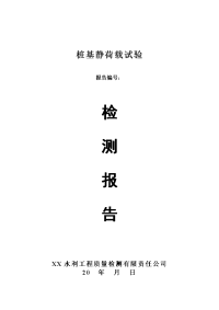 防洪护岸工程桩基静荷载试验检测报告