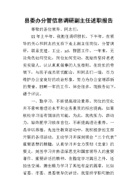 县委办分管信息调研副主任的述职报告