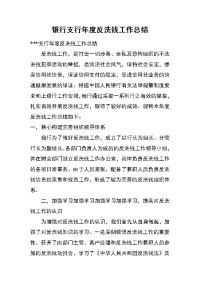 银行支行年度反洗钱工作总结