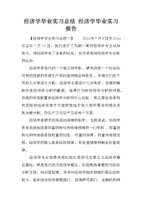 经济学毕业实习总结 经济学毕业实习报告