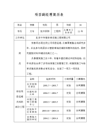 《建筑施工技术交底大全资料》项目副经理简历表