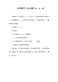 中班数学《认识数字4、5、6》