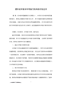 提升初中数学中考复习效率的有效途径