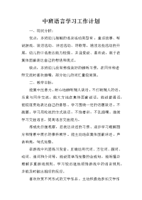 中班语言学习工作计划