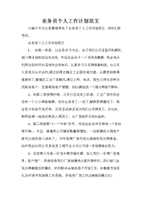 业务员工作计划 业务员工作计划大全 业务员个人工作计划范文