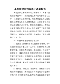 工商联党组领导班子的述职报告