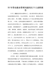 xx年劳动就业管理局副局长个人述职报告