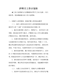 护师月工作计划表