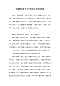 新课程标准下初中历史中考复习策略