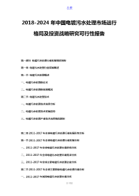 2018-2024年中国电镀污水处理市场运行格局及投资战略研究可行性报告