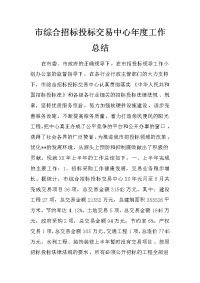 市综合招标投标交易中心年度工作总结