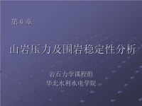 华北水利水电学院岩土工程系岩石力学课程组第6章 山岩压力及围岩稳定性分析