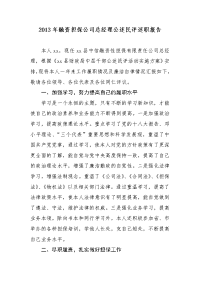 2013年融资担保公司总经理公述民评述职报告