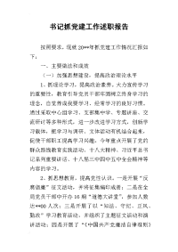 书记抓党建工作的述职报告