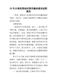 某年乡镇党委组织委员廉政建设述职报告