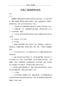 （参考）水电工班组劳务合同-样式例文-办公文档