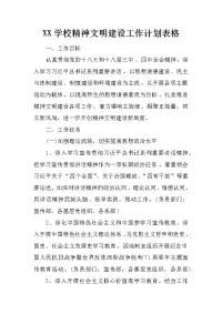 xx学校精神文明建设工作计划表格